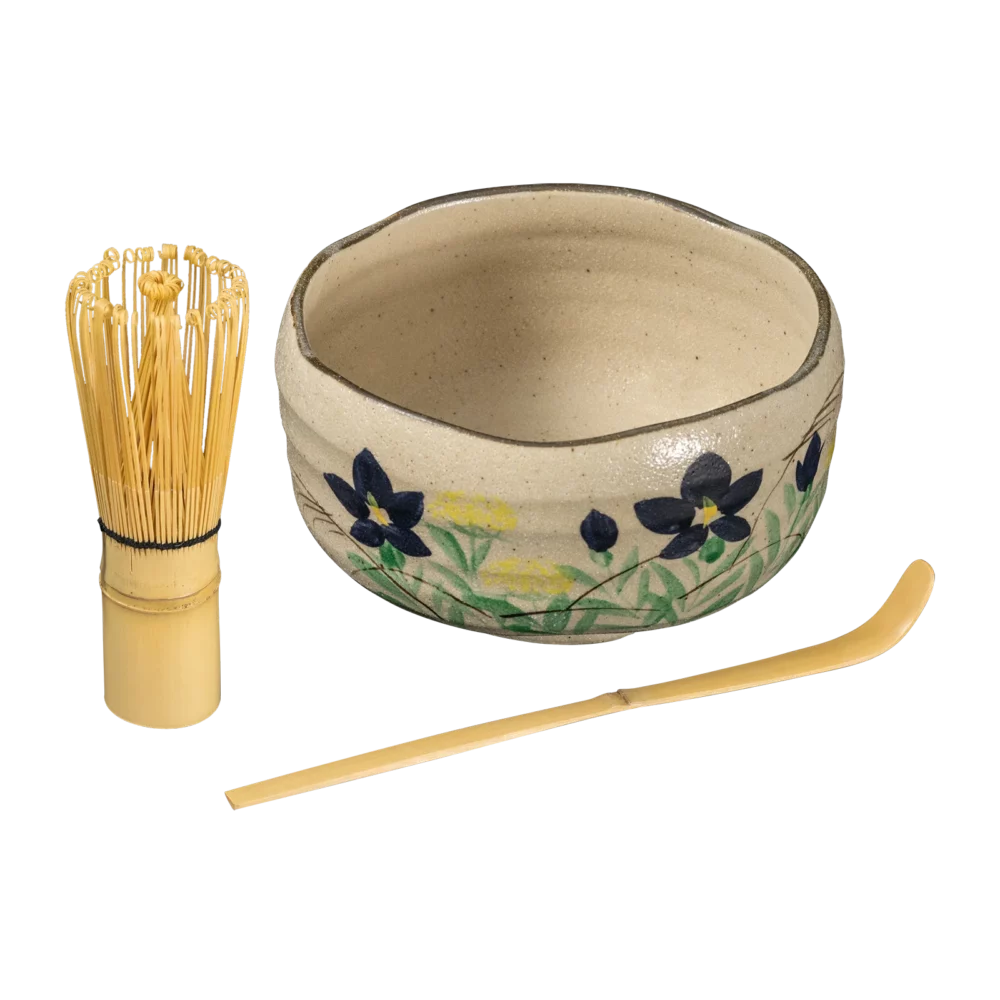 Hand Painted Matcha Bowl in Gift Set - Kikyo