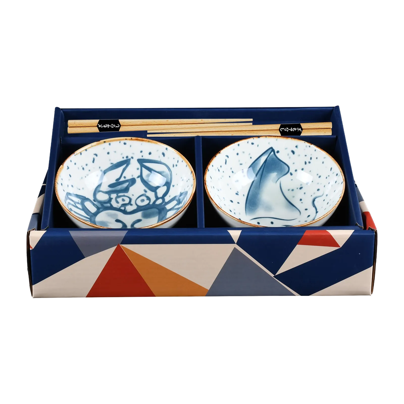 Crabby & Squiddy Rice Bowl Set for Two