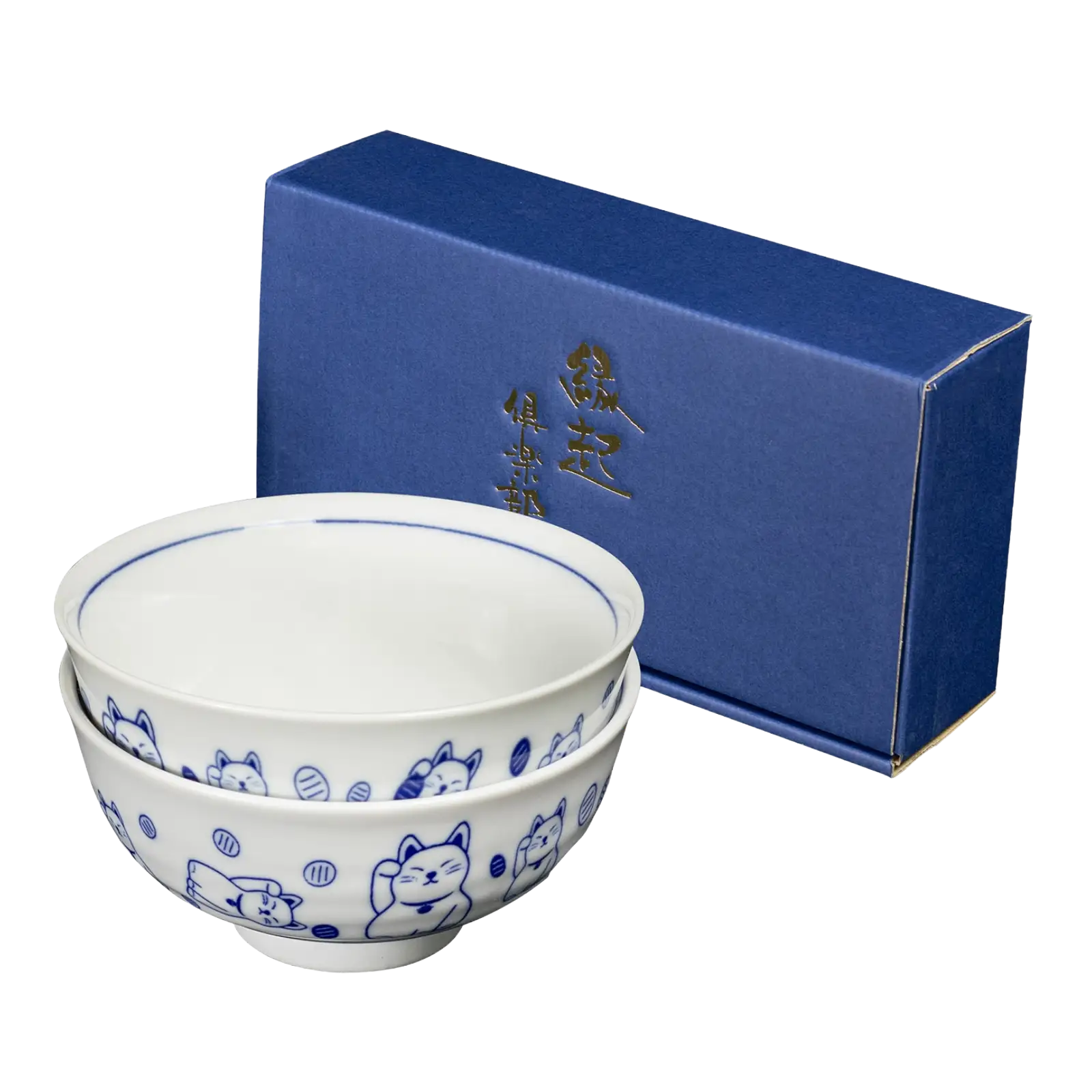 Lucky Cat Rice Bowl Gift Set for Two